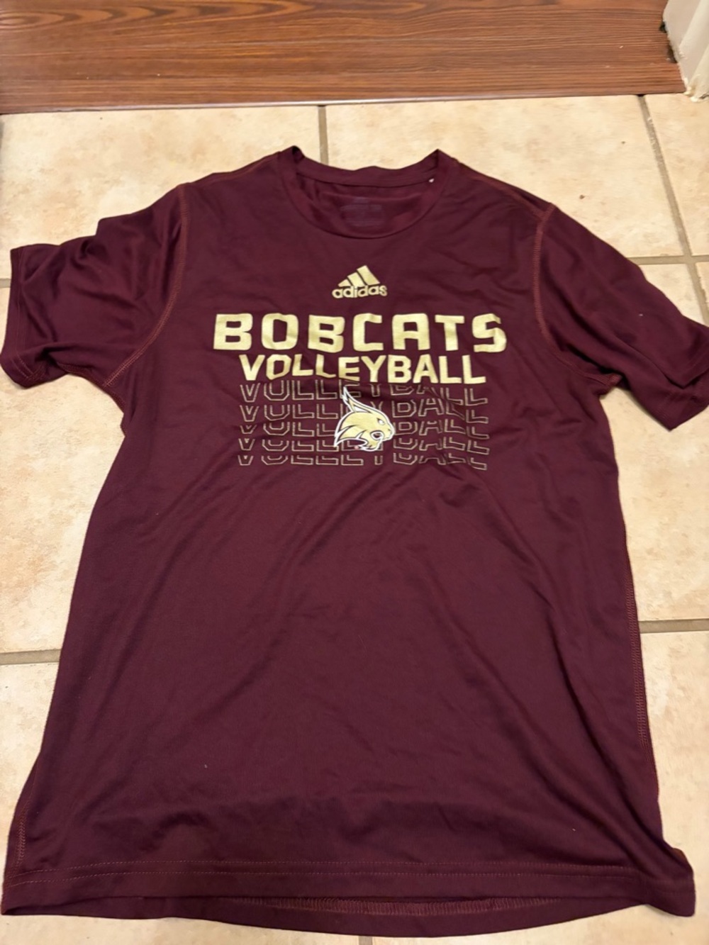 Adidas Texas state  Maroon "Bobcats volleyball " Tee